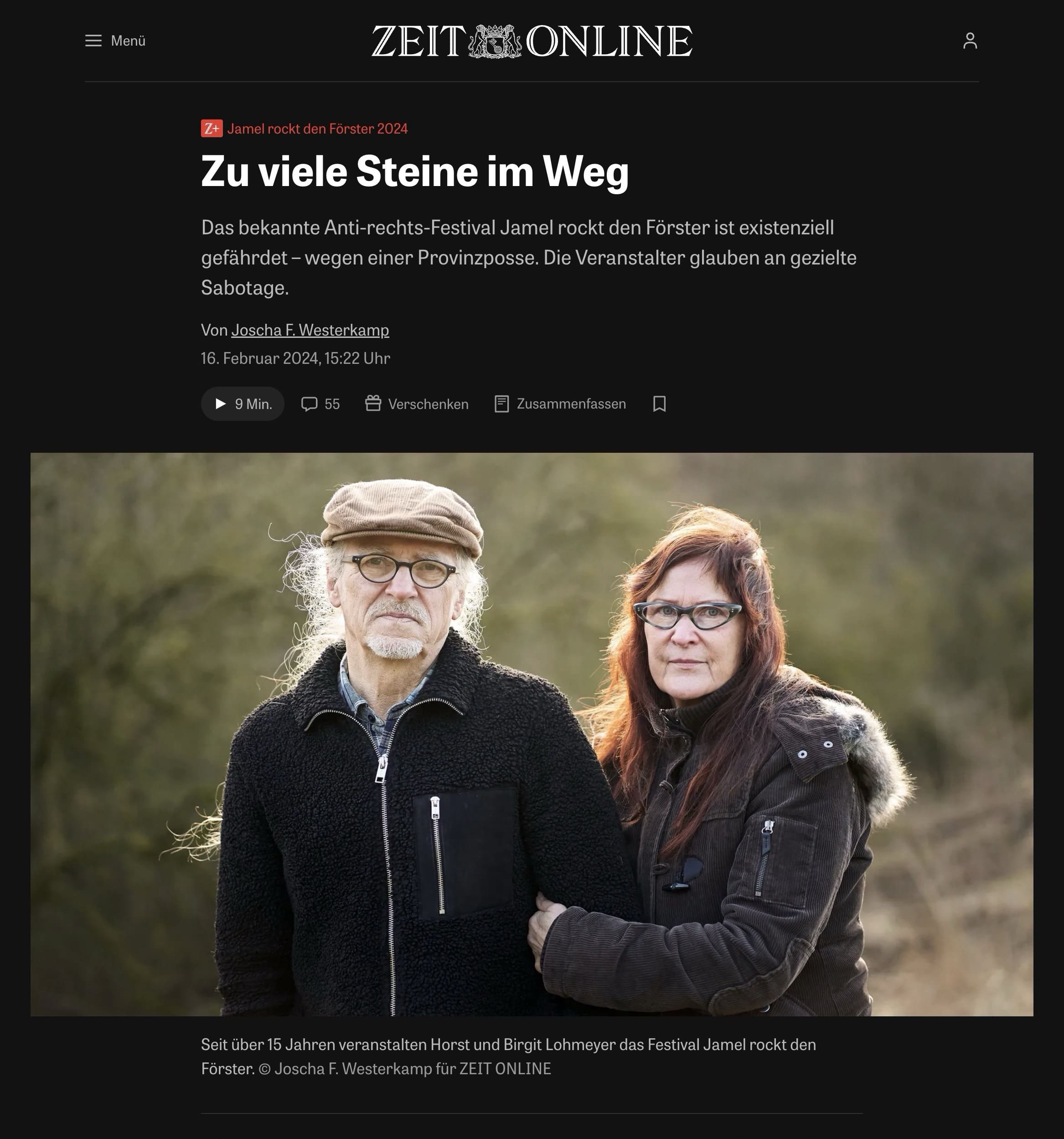 Anti-rechts-Festival Artikel Zeit Online Westerkamp